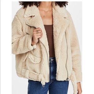 Free People So Cozy Slouchy Moto Jacket - marzipan
